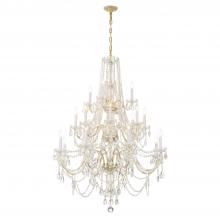  1157-PB-CL-MWP - Traditional Crystal 20 Light Hand Cut Crystal Polished Brass Chandelier