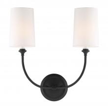  2242-BF - Libby Langdon for Crystorama Sylvan 2 Light Black Forged Sconce