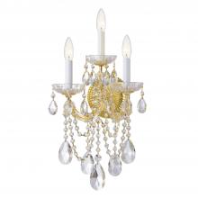  4423-GD-CL-MWP - Maria Theresa 3 Light Hand Cut Crystal Gold Sconce