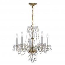  5085-PB-CL-MWP - Traditional Crystal 5 Light Clear Crystal Polished Brass Chandelier