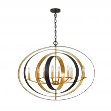  588-EB-GA - Luna 8 Light English Bronze + Antique Gold Oval Chandelier