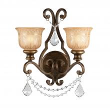  7502-BU-CL-SAQ - Norwalk 2 Light Spectra Crystal Bronze Umber Sconce