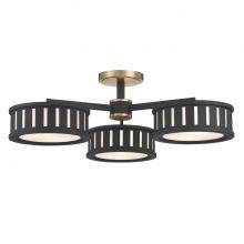  KEN-8300-VG-BF - Kendal 6 Light Vibrant Gold + Black Forged Semi Flush Mount