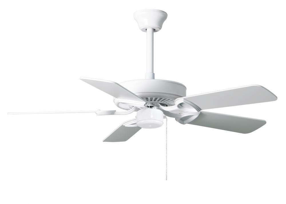 America 3-speed ceiling fan in gloss white finish with 42&#34; white blades. Made in Taiwan