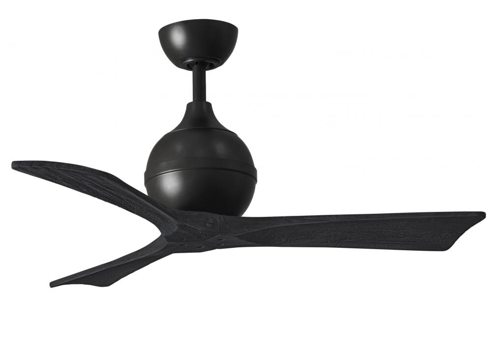 Irene-3 three-blade paddle fan in Matte Black finish with 42&#34; solid matte black wood blades.