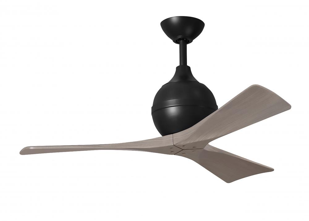 Irene-3 three-blade paddle fan in Matte Black finish with 42&#34; gray ash tone blades.
