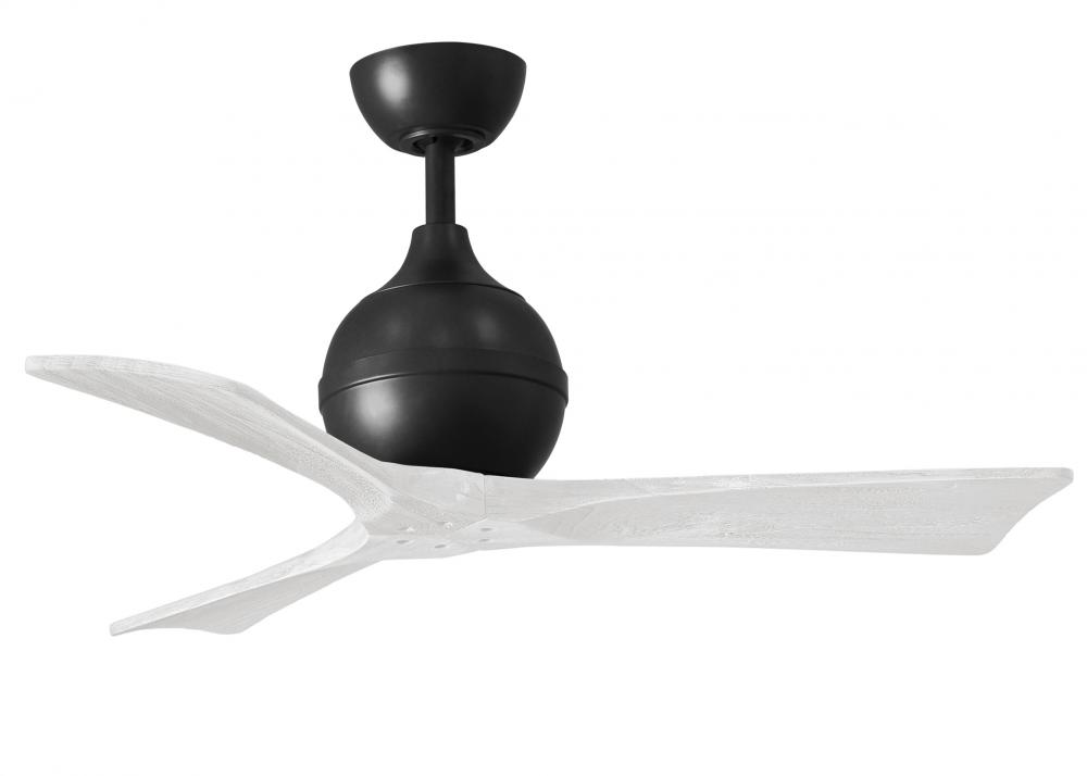 Irene-3 three-blade paddle fan in Matte Black finish with 42&#34; solid matte white wood blades.