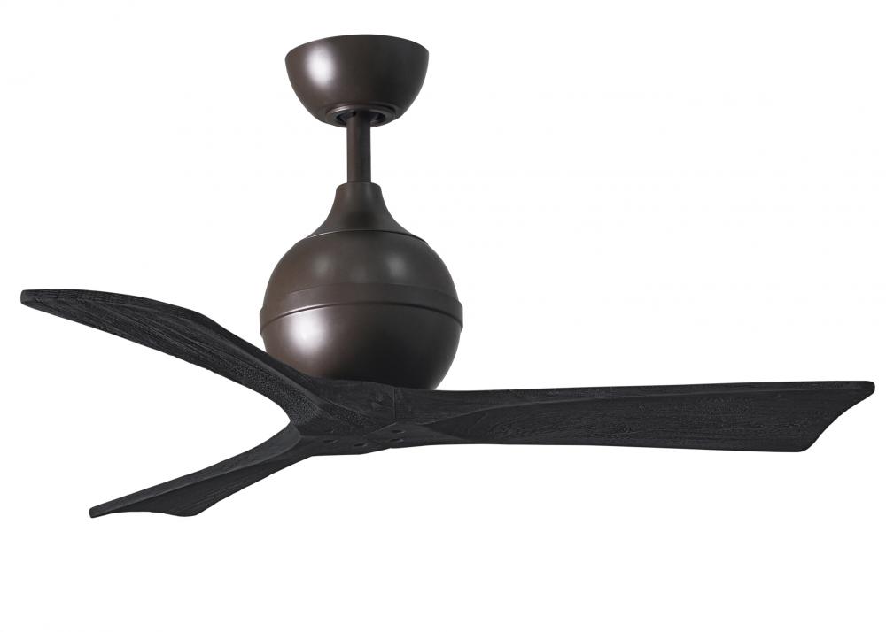 Irene-3 three-blade paddle fan in Textured Bronze finish with 42&#34; solid matte black wood blade