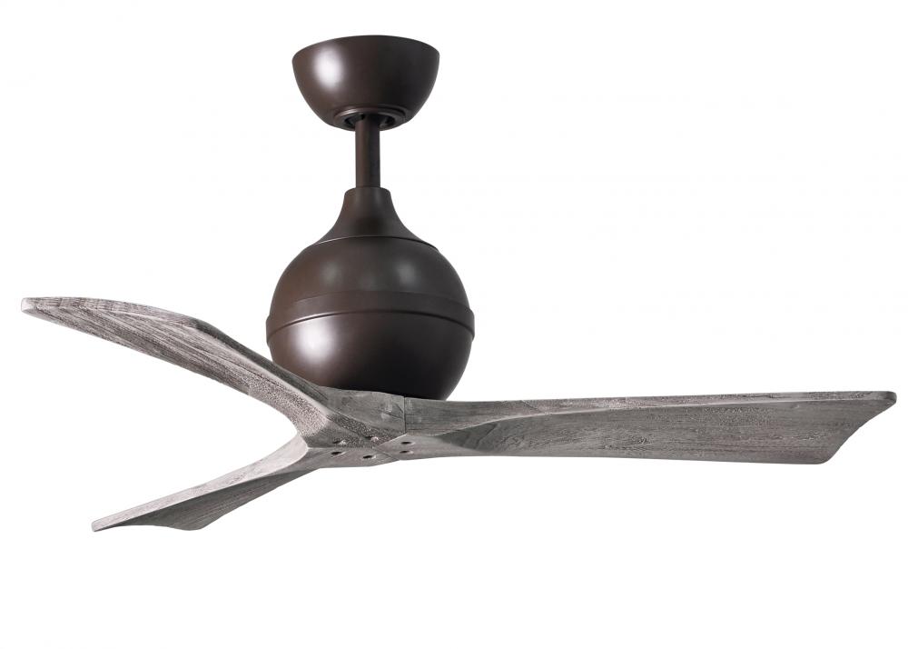 Irene-3 three-blade paddle fan in Textured Bronze finish with 42&#34; solid barn wood tone blades.