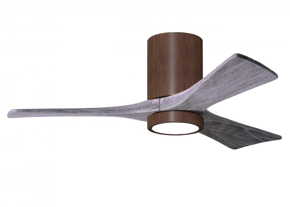 Irene-3HLK three-blade flush mount paddle fan in Walnut finish with 42” solid barn wood tone bla
