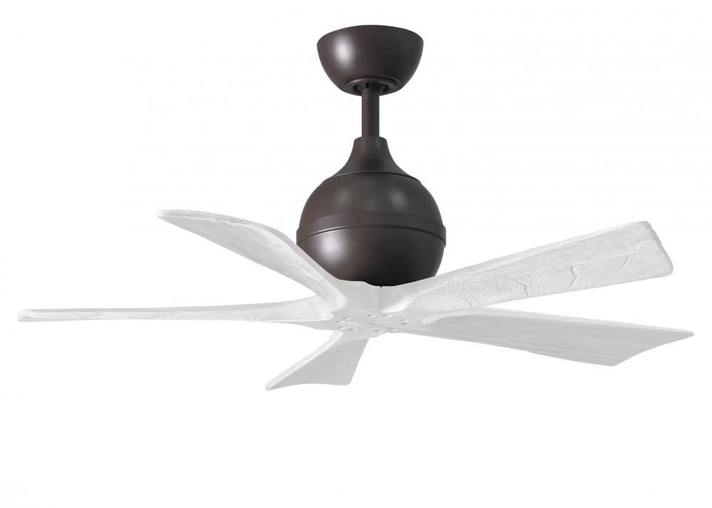Irene-5 five-blade paddle fan in Textured Bronze finish with 42&#34; solid matte white wood blades