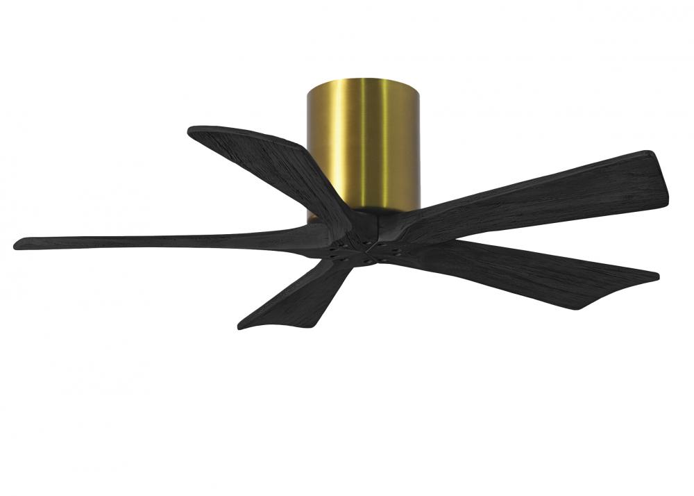 Irene-5H five-blade flush mount paddle fan in Brushed Brass finish with 42” solid matte black wo