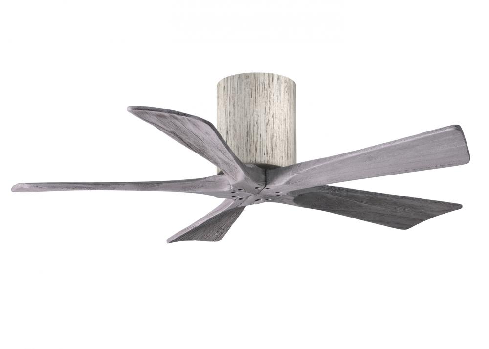 Irene-5H five-blade flush mount paddle fan in Barn Wood finish with 42” solid barn wood tone bla