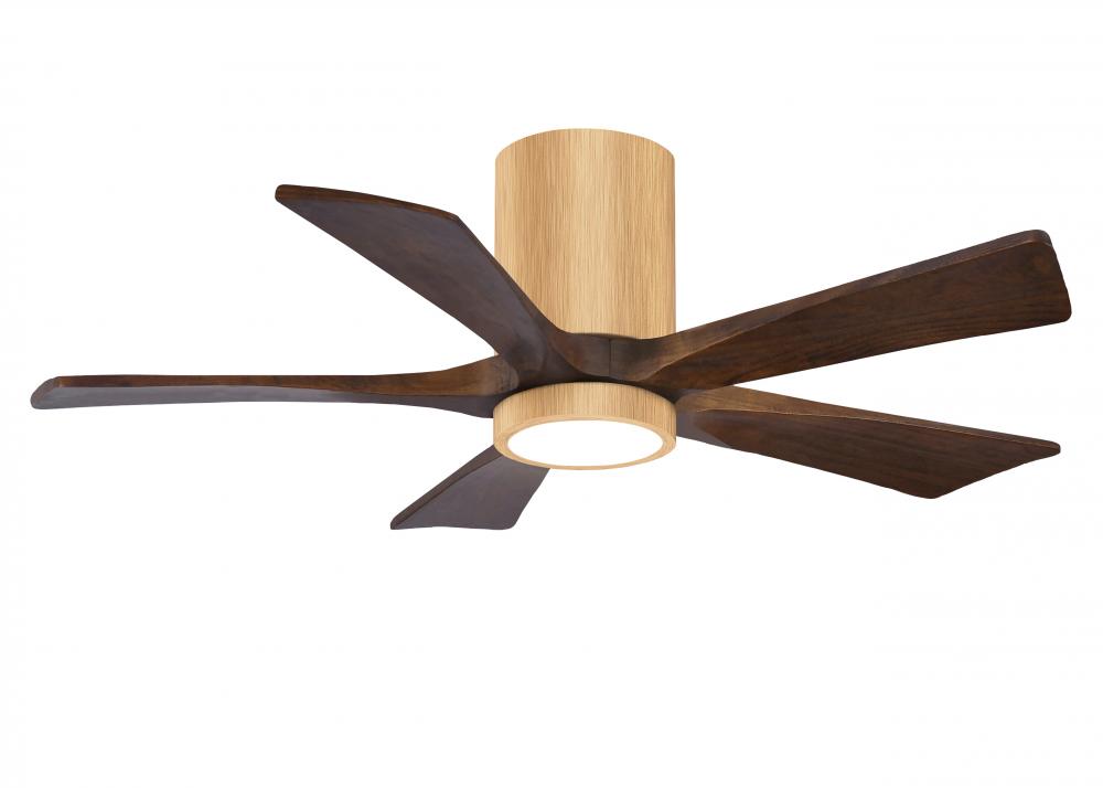 IR5HLK five-blade flush mount paddle fan in Light Maple finish with 42” solid Walnut  blades and
