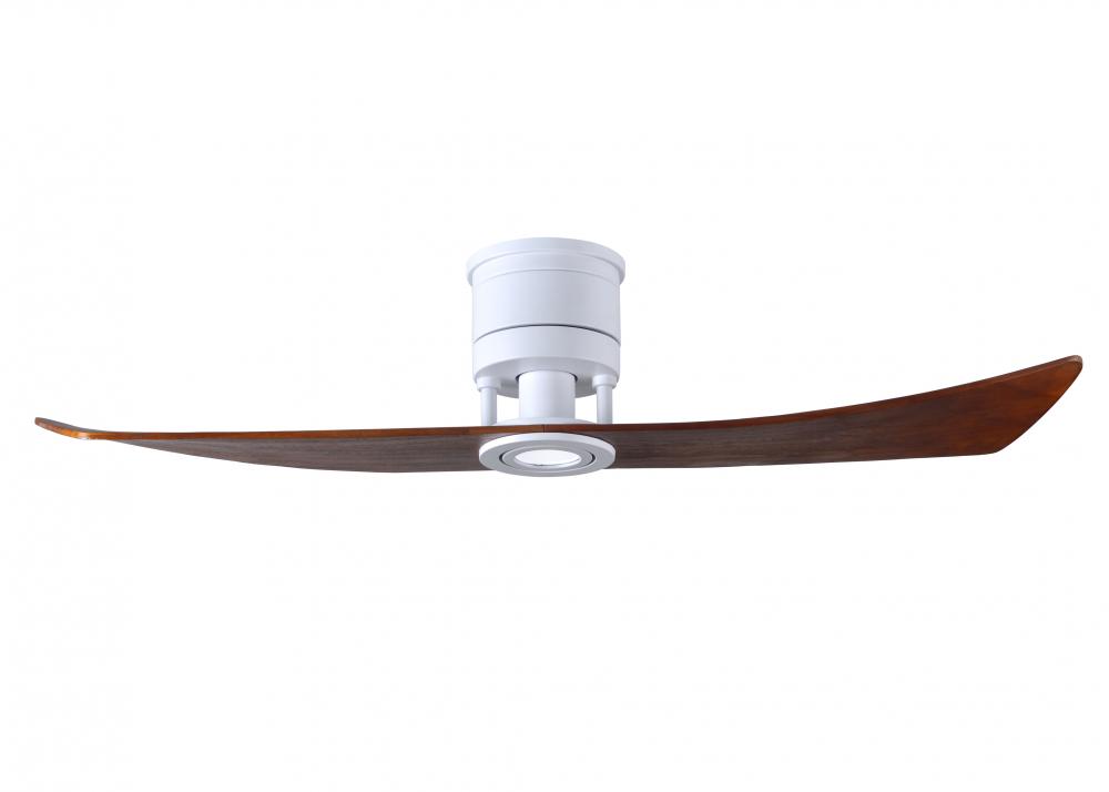 Lindsay ceiling fan in Matte White finish with 52&#34; solid walnut tone wood blades and eco-frien
