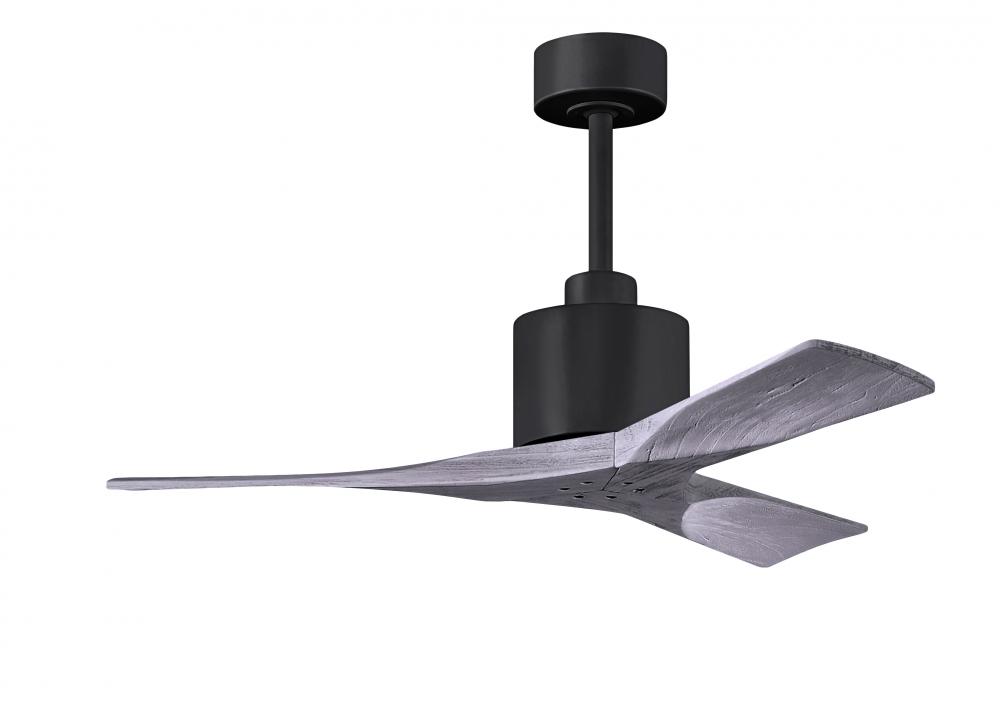 Nan 6-speed ceiling fan in Matte Black finish with 42” solid barn wood tone wood blades