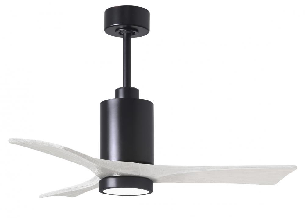 Patricia-3 three-blade ceiling fan in Matte Black finish with 42” solid matte white wood blades
