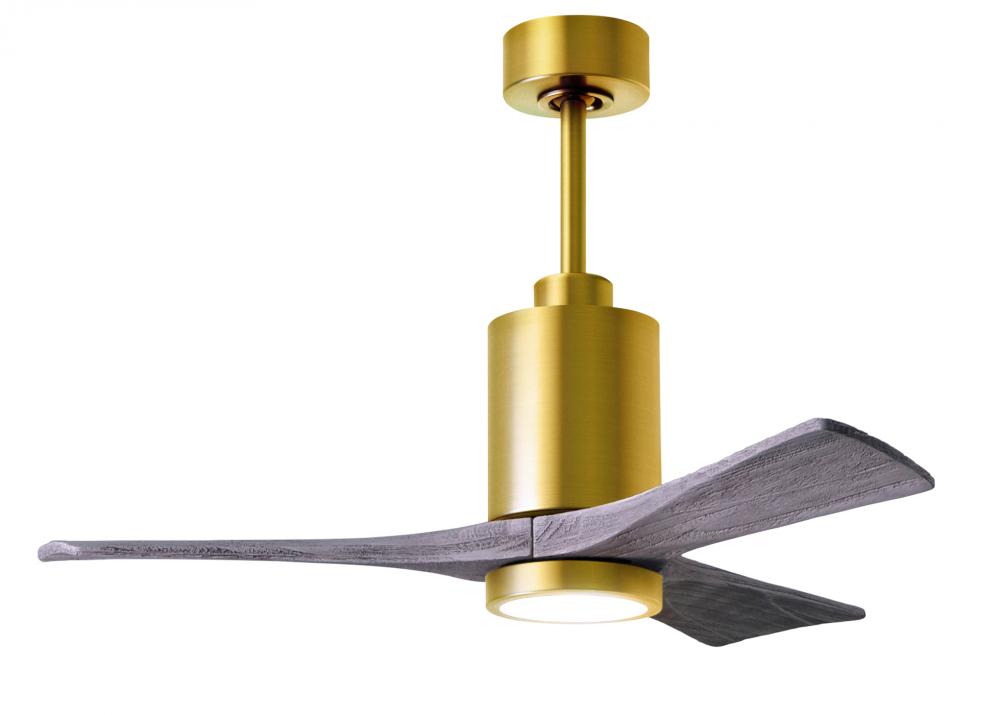 Patricia-3 three-blade ceiling fan in Brushed Brass finish with 42” solid barn wood tone blades