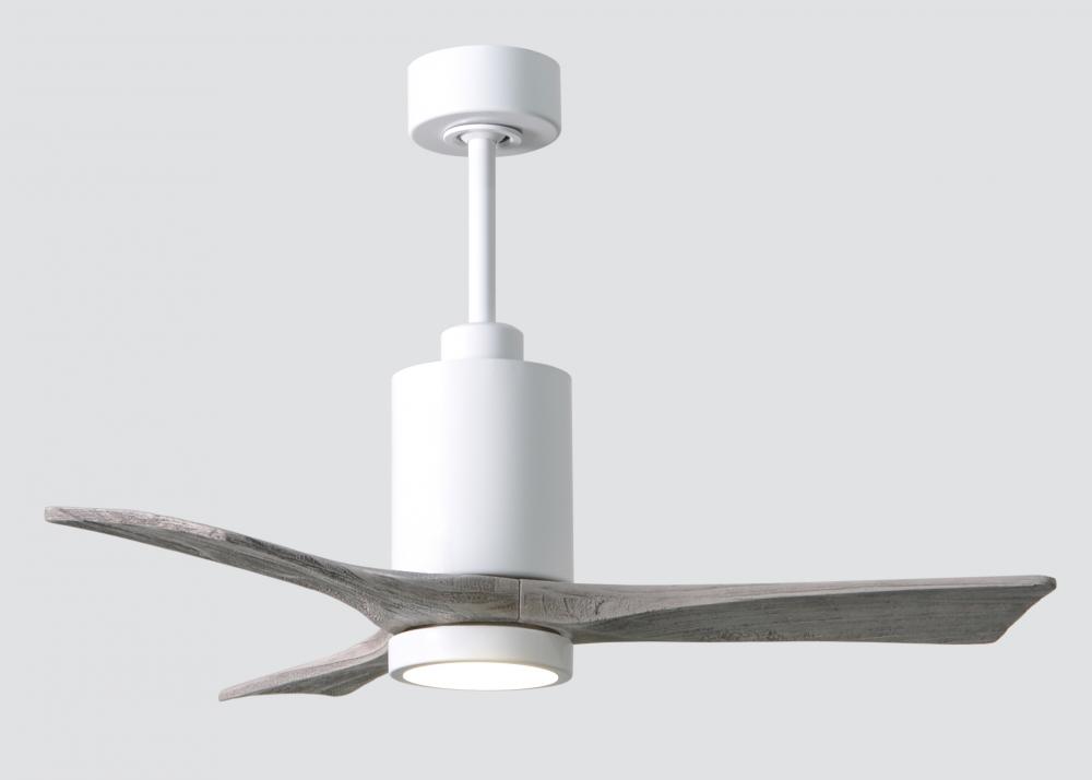 Patricia-3 three-blade ceiling fan in Gloss White finish with 42” solid barn wood tone blades an