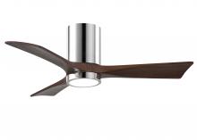  IR3HLK-CR-WA-42 - Irene-3HLK three-blade flush mount paddle fan in Polished Chrome finish with 42” solid walnut to