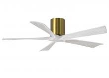  IR5H-BRBR-MWH-52 - Irene-5H five-blade flush mount paddle fan in Brushed Brass finish with 52” solid matte white wo