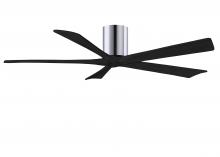 IR5H-CR-BK-60 - Irene-5H five-blade flush mount paddle fan in Polished Chrome finish with 60” solid matte black