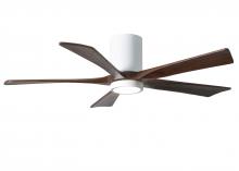 IR5HLK-WH-WA-52 - IR5HLK five-blade flush mount paddle fan in Gloss White finish with 52” solid walnut tone blades
