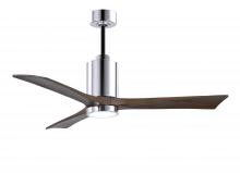 Matthews Fan Company PA3-CR-WA-52 - Patricia-3 three-blade ceiling fan in Polished Chrome finish with 52” solid walnut tone blades a