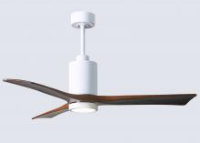  PA3-WH-WA-52 - Patricia-3 three-blade ceiling fan in Gloss White finish with 52” solid walnut tone blades and d