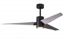 SJ-BK-BW-60 - Super Janet three-blade ceiling fan in Matte Black finish with 60” solid barn wood tone blades a