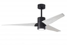  SJ-BK-MWH-60 - Super Janet three-blade ceiling fan in Matte Black finish with 60” solid matte white wood blades