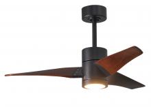  SJ-BK-WN-42 - Super Janet three-blade ceiling fan in Matte Black finish with 42” solid walnut tone blades and