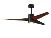  SJ-BK-WN-60 - Super Janet three-blade ceiling fan in Matte Black finish with 60” solid walnut tone blades and