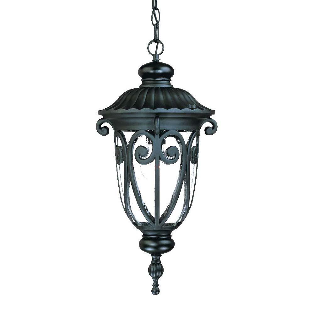 Naples Collection Hanging Lantern 1-Light Outdoor Matte Black Light Fixture