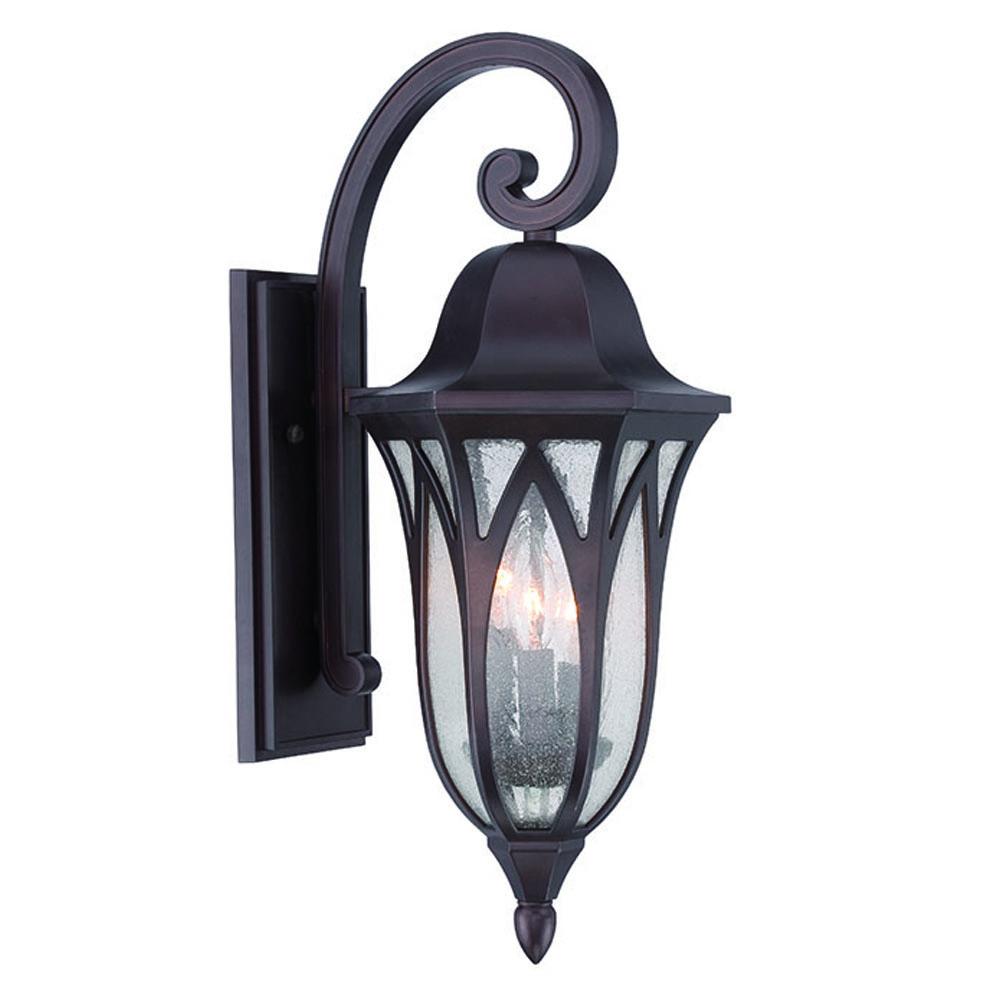 Milano Collection Wall Lantern 3-Light Outdoor Architectural Bronze Light Fixture