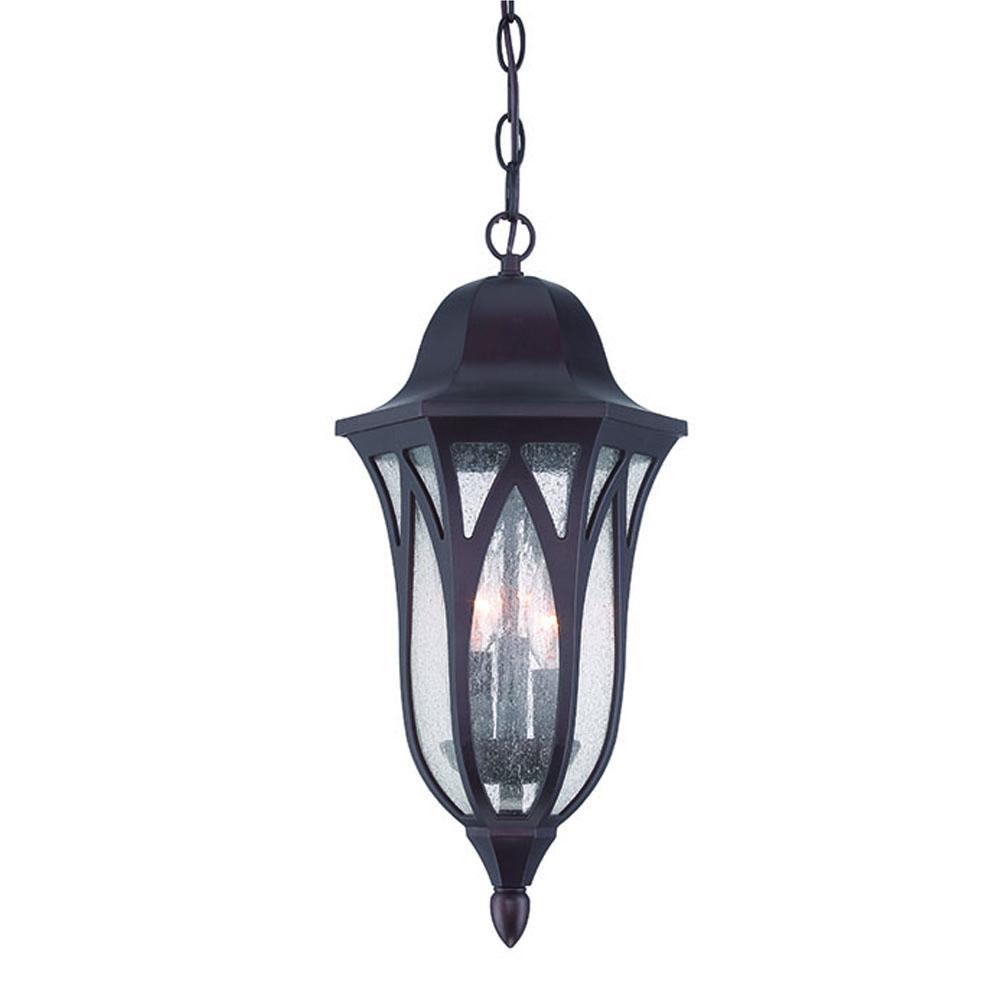 Milano Collection Hanging Lantern 3-Light Outdoor Architectural Bronze Light Fixture