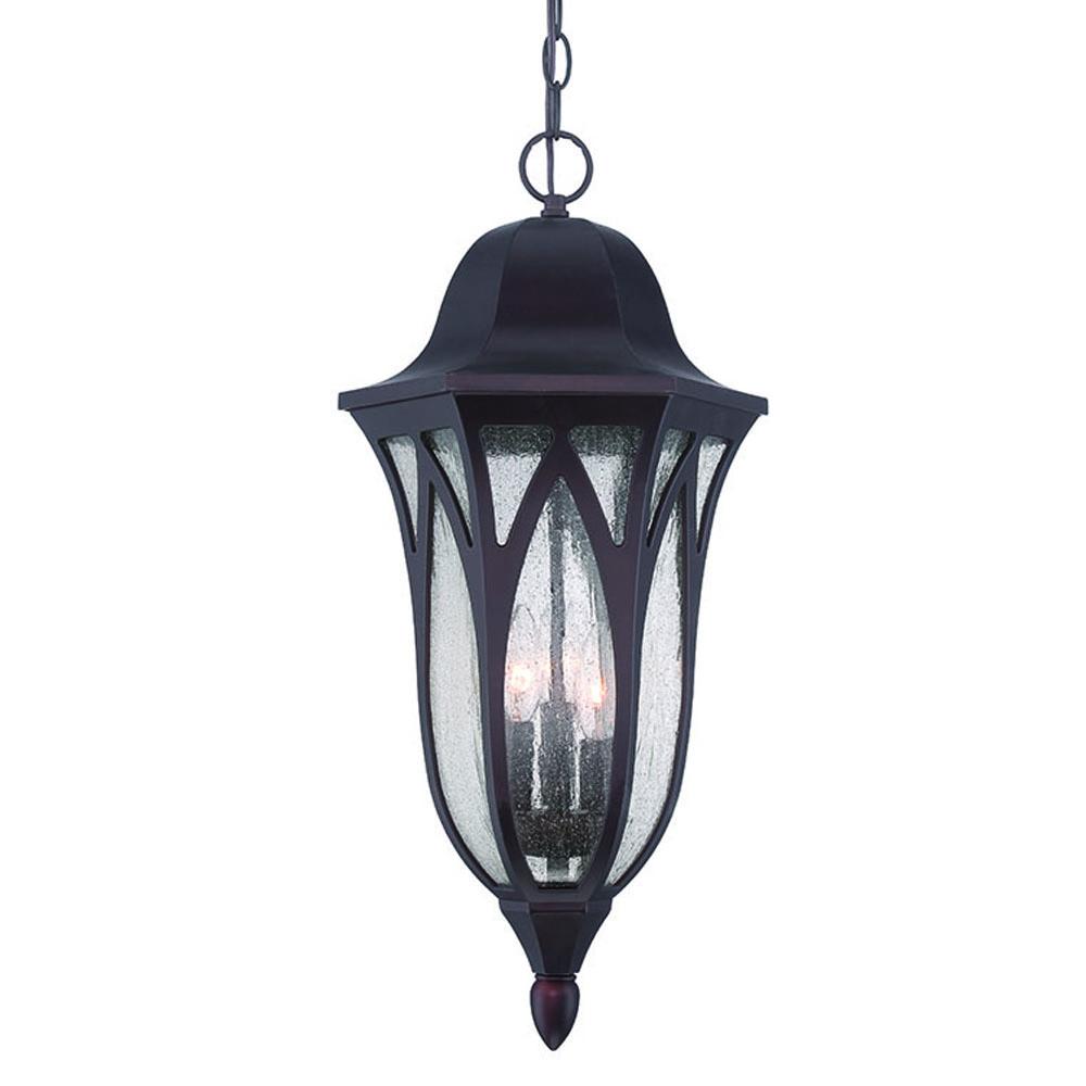 Milano Collection Hanging Lantern 3-Light Outdoor Architectural Bronze Light Fixture