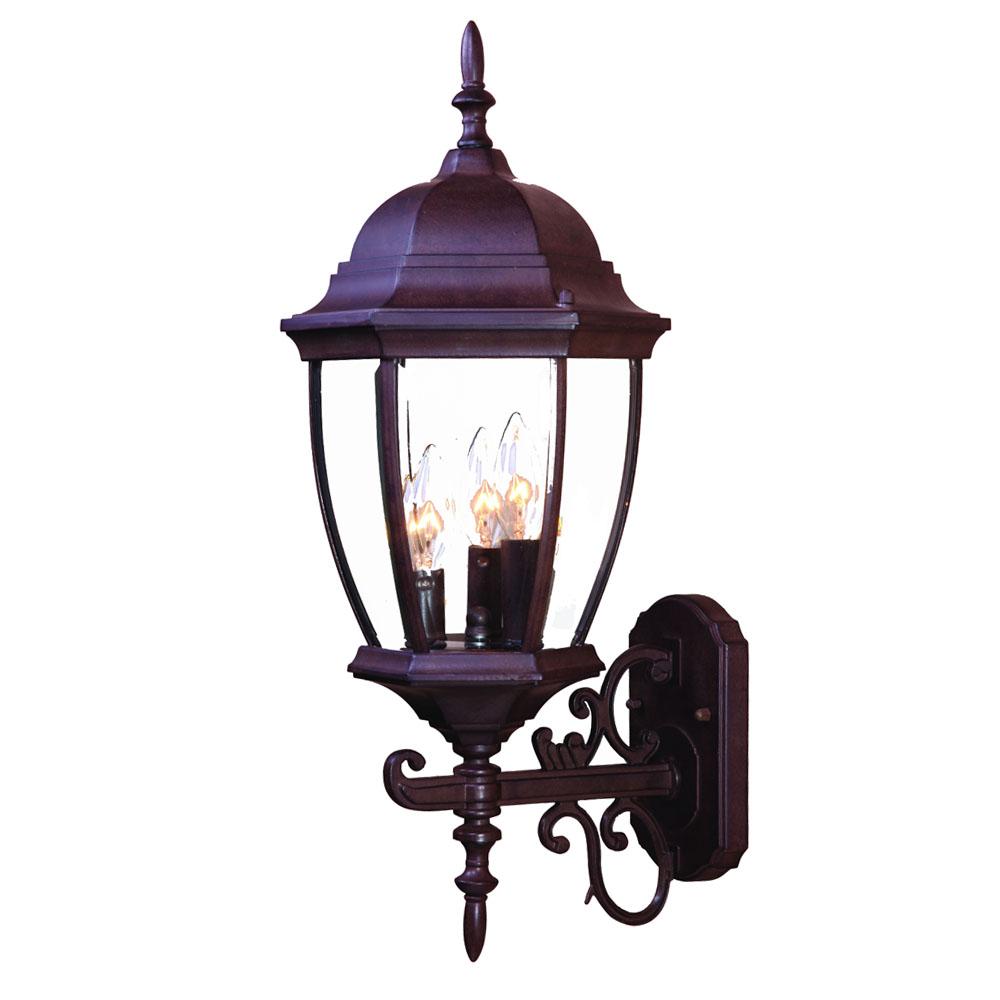 Wexford Collection Wall-Mount 3-Light Outdoor Burled Walnut Light Fixture