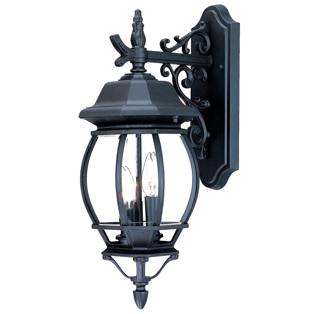 Chateau Collection Wall-Mount 3-Light Outdoor Matte Black Light Fixture