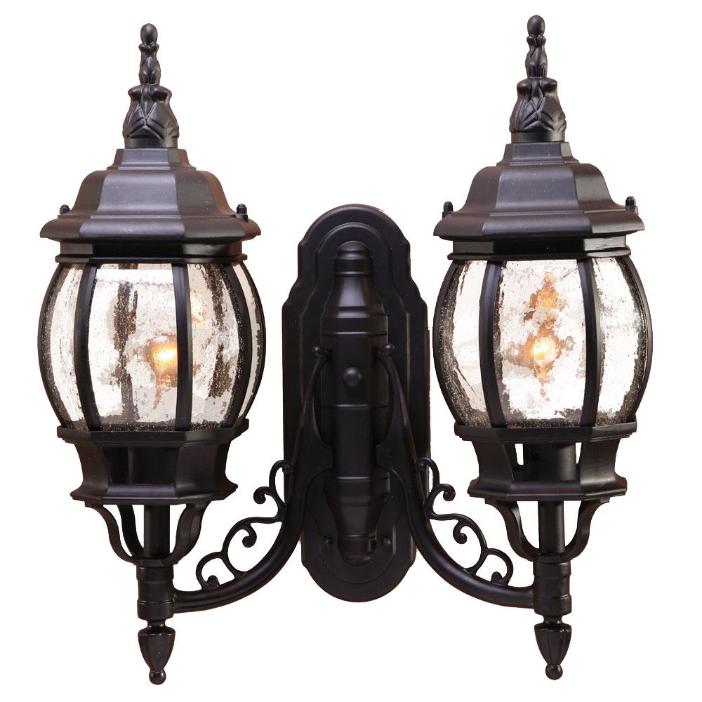 Chateau Collection Wall-Mount 2-Light Outdoor Matte Black Light Fixture