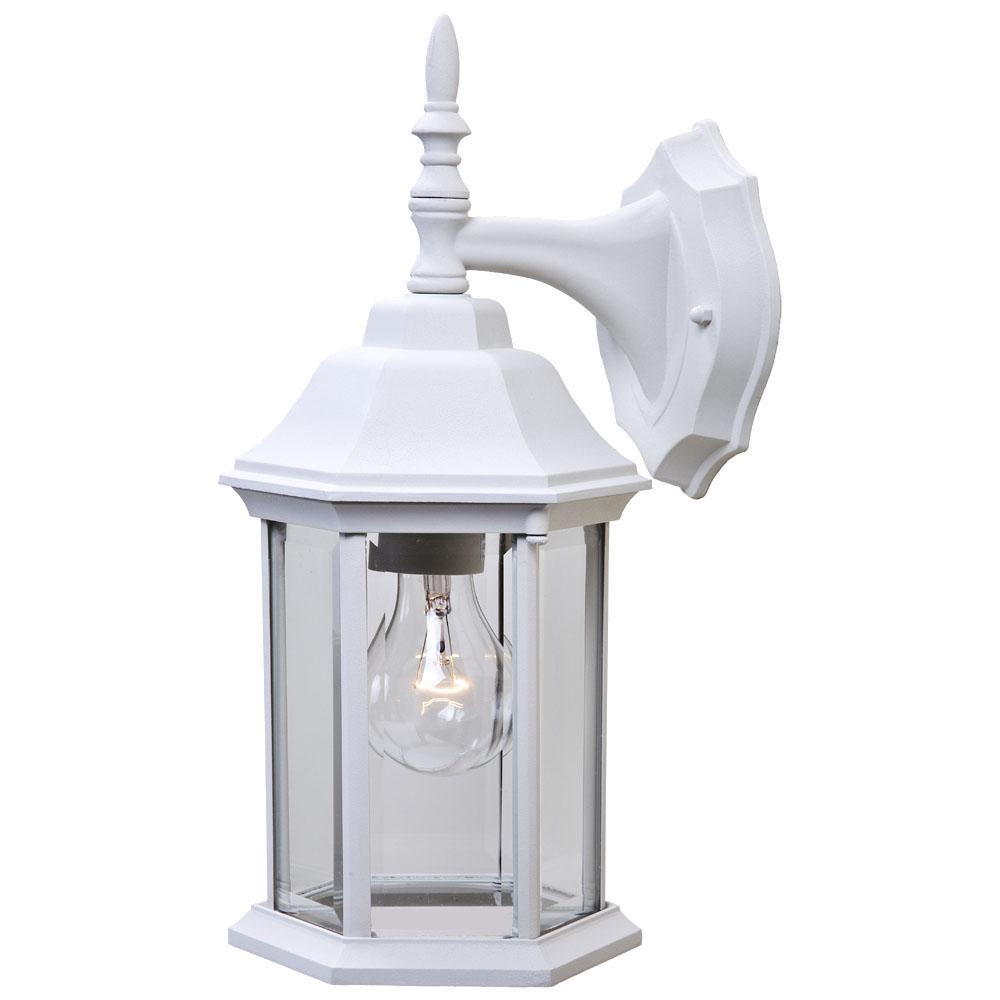 Craftsman 2 Collection Wall-Mount 1-Light Outdoor Textured White Light Fixture