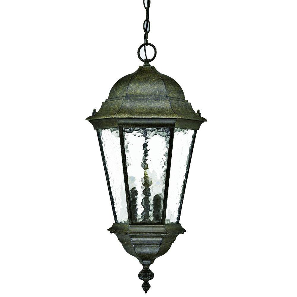 Telfair Collection Hanging Lantern 3-Light Outdoor Black Coral Light Fixture