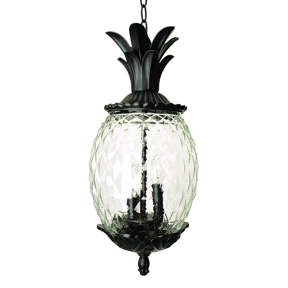Lanai Collection Hanging Lantern 3-Light Outdoor Matte Black Light Fixture