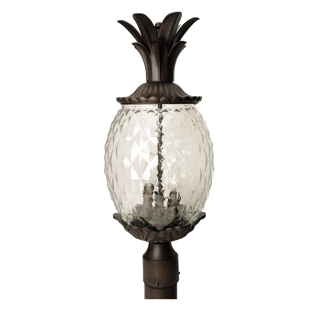 Lanai Collection Post-Mount 3-Light Outdoor Black Coral Light Fixture