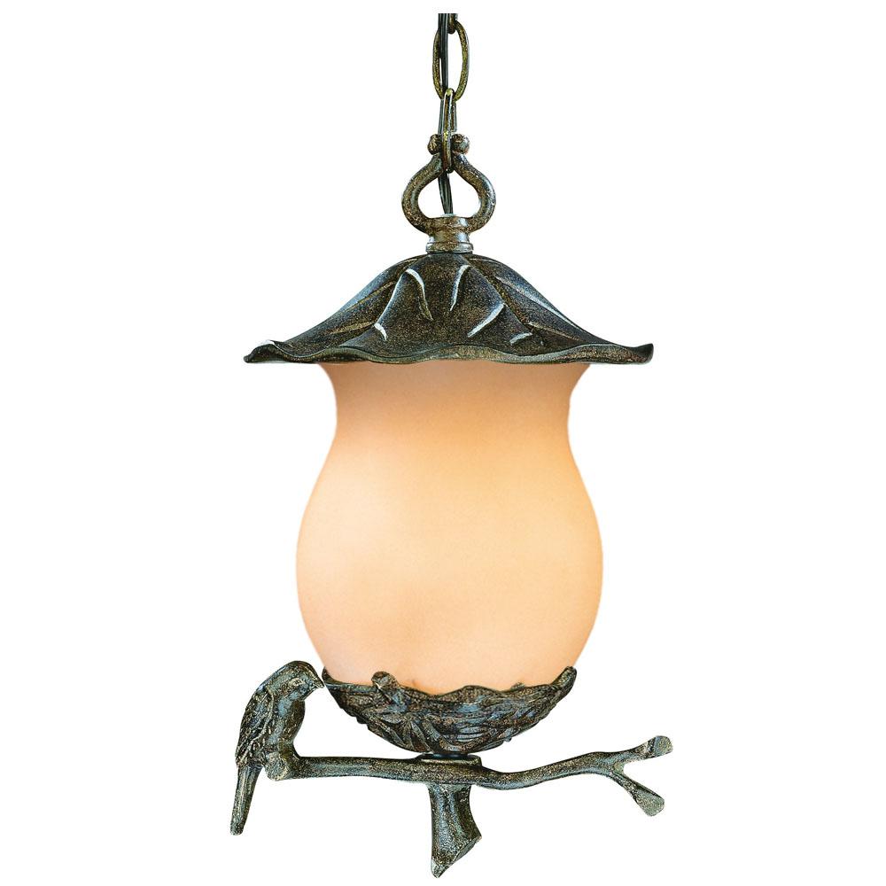 Avian Collection Hanging Lantern 2-Light Outdoor Black Coral Light Fixture