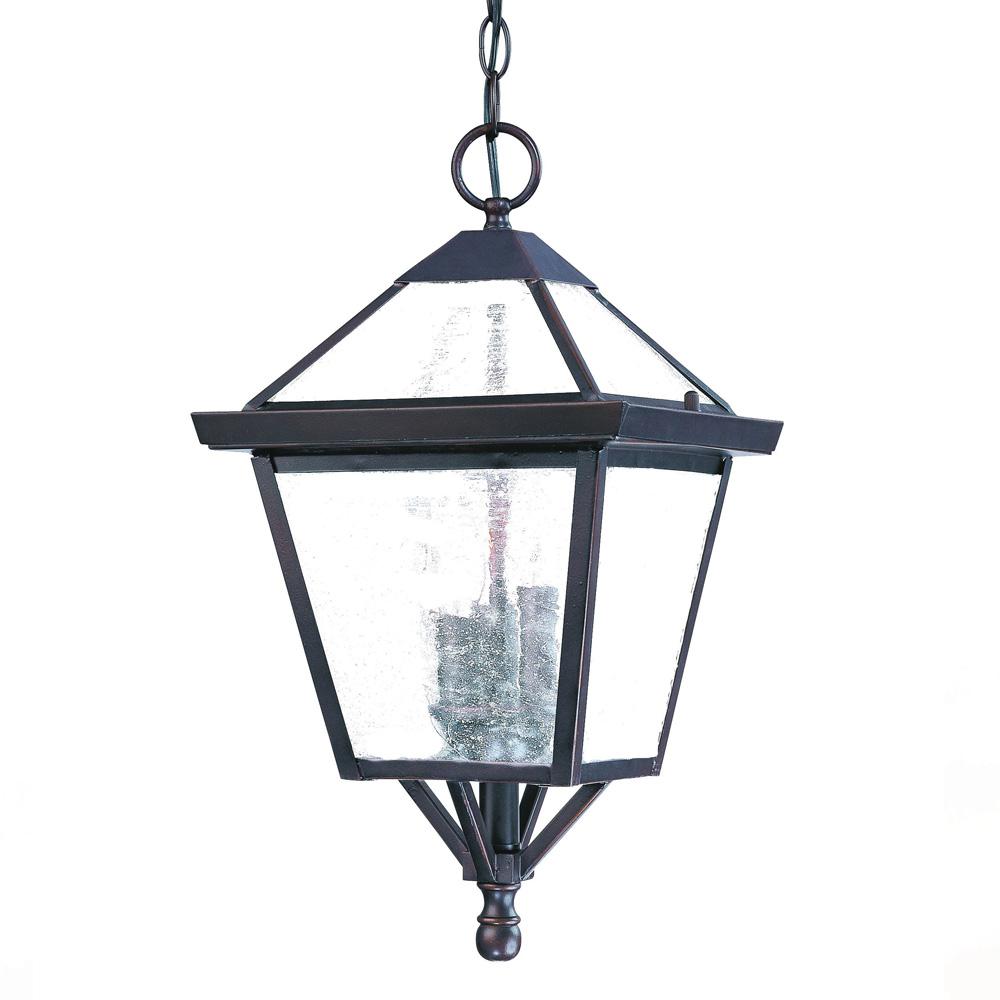 Bay Street Collection Hanging Lantern 3-Light Outdoor Architectural Bronze Light Fixture