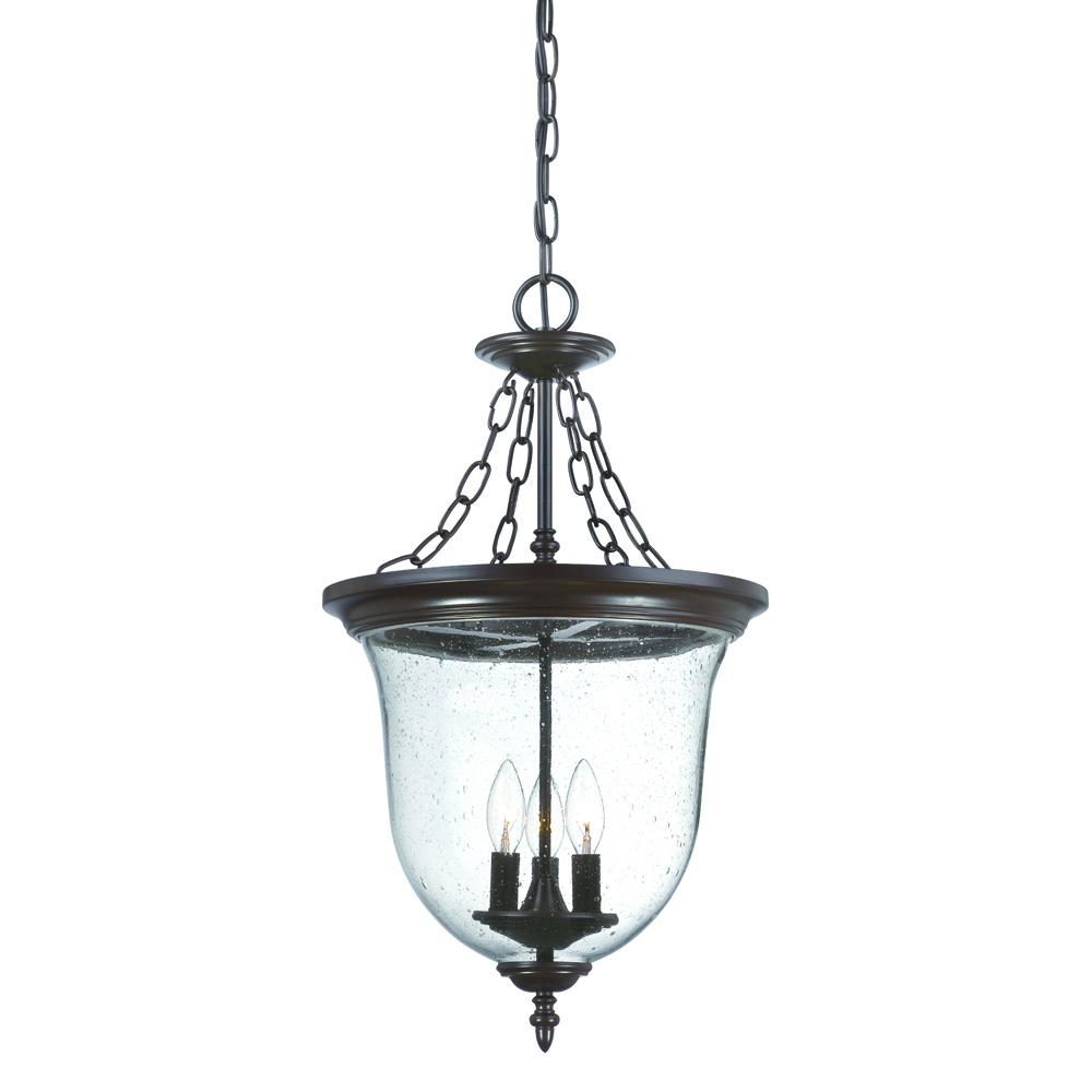 Belle Collection Hanging Lantern 3-Light Outdoor Architectural Bronze Light Fixture