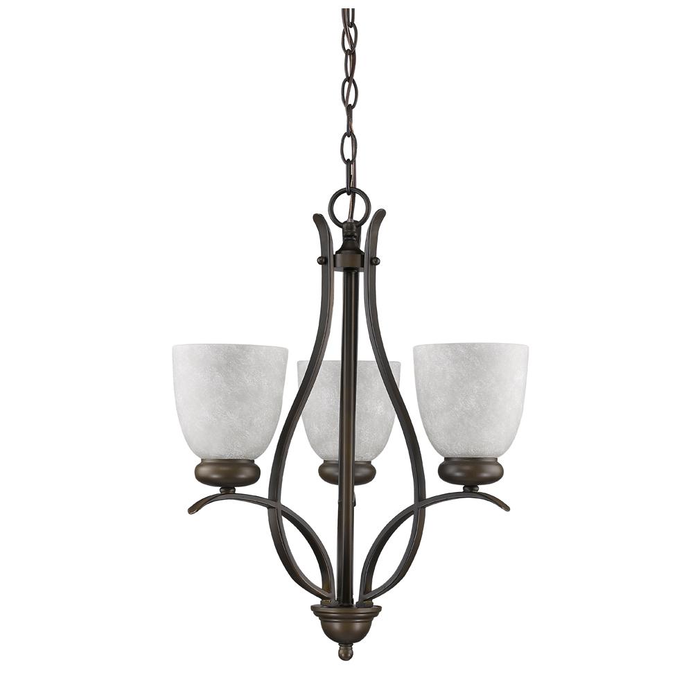Alana 3-Light Oil-Rubbed Bronze Chandelier With Etched Glass Shades