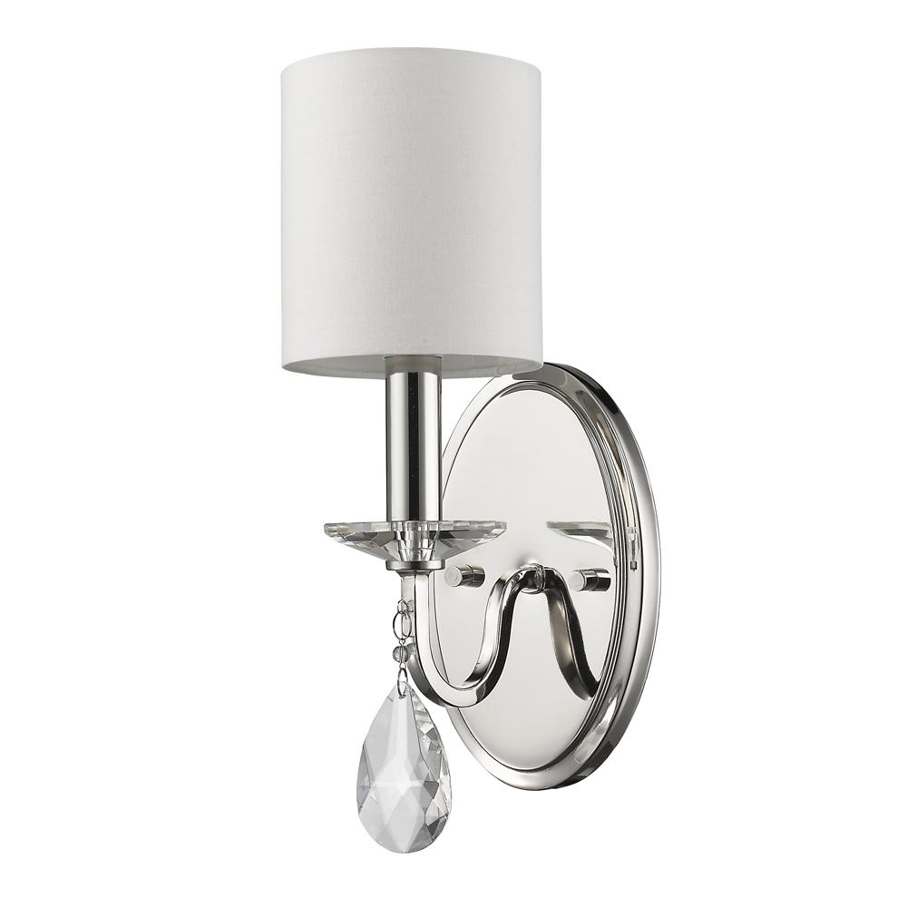 Lily Indoor 1-Light Sconce W/Fabric Shade & Crystal Pendant In Polished Nickel