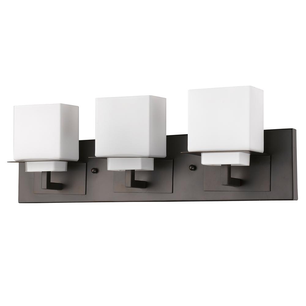 Rampart Indoor 3-Light Bath W/Glass Shades In Oil Rubbed Bronze